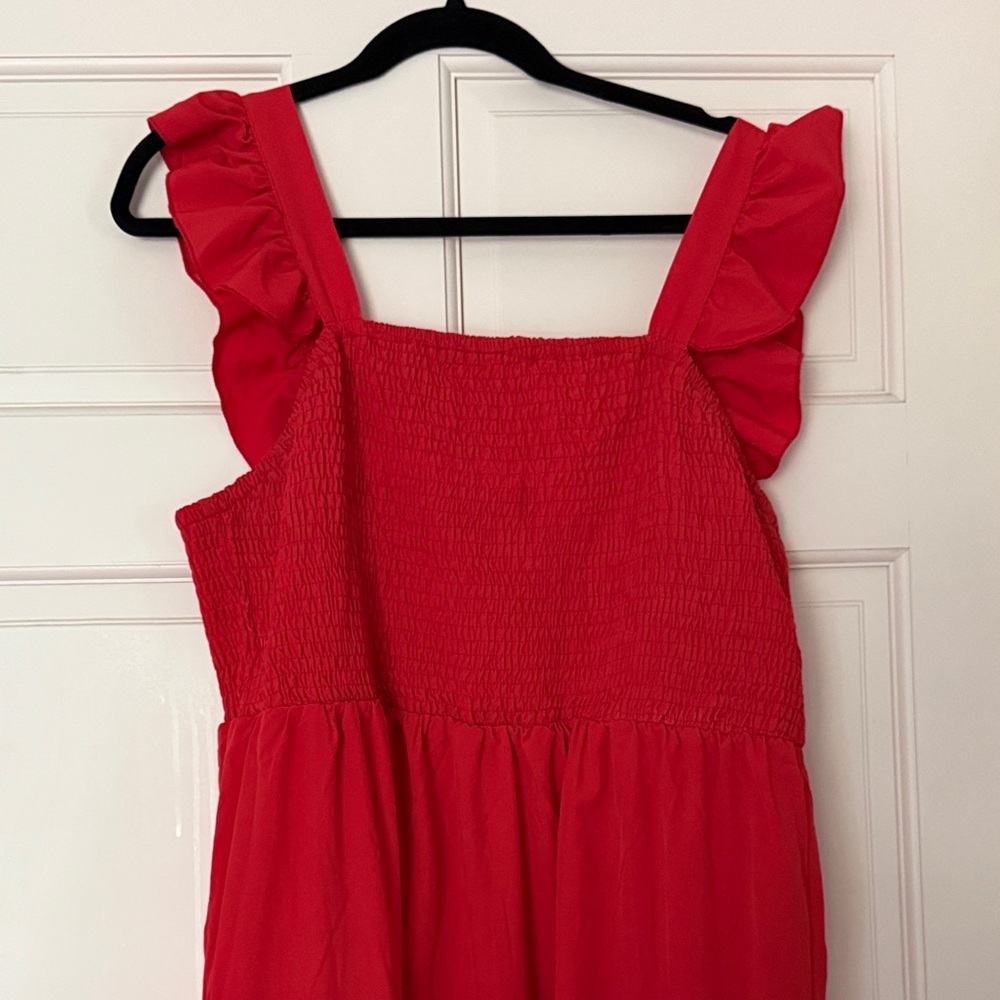 Amazon Vibrant Red Ruffle Maxi Dress